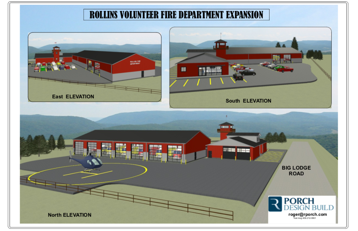 Rendering of the Rollins fire hall expansion
